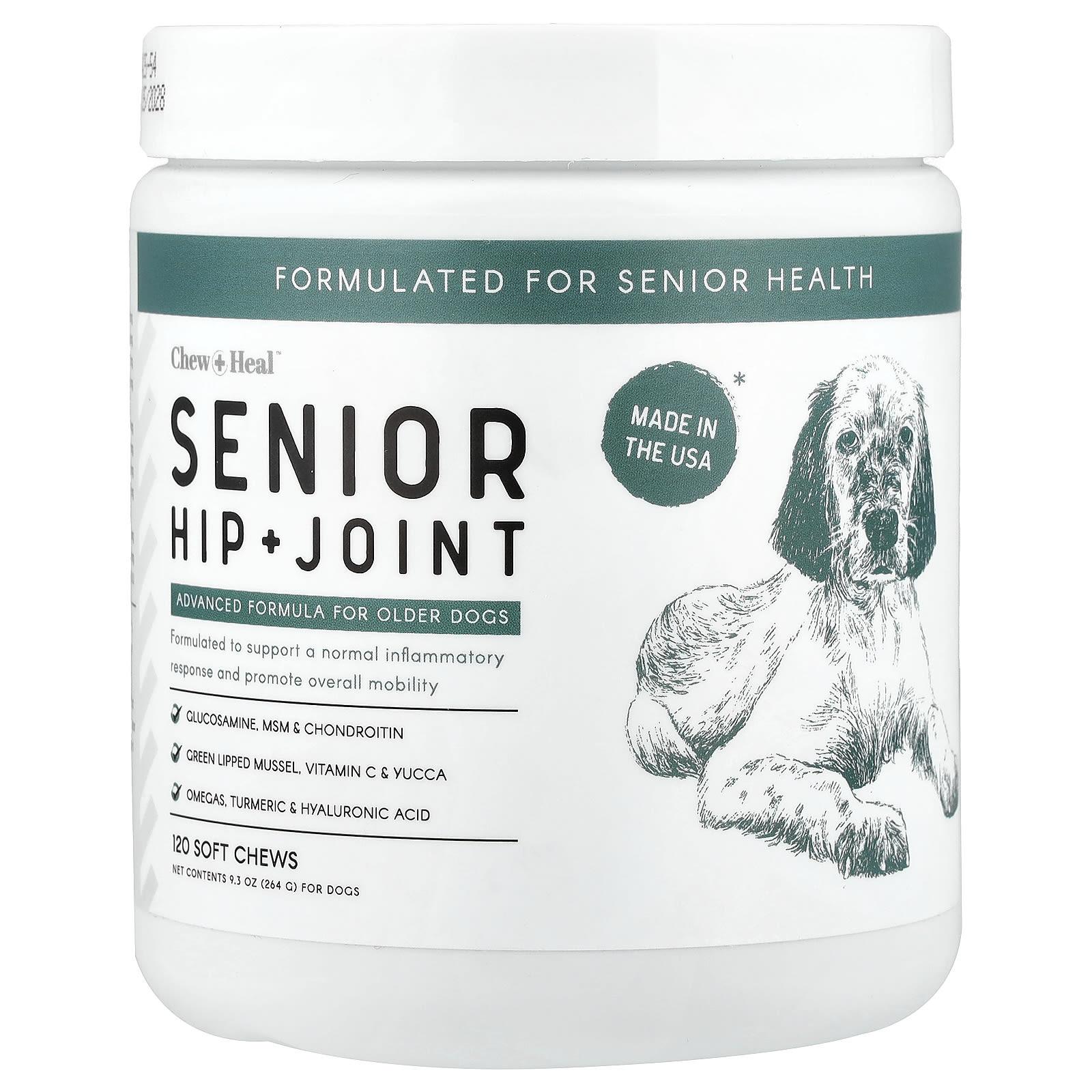 Chew + Heal, Senior Hip + Joint, for Dogs, 120 Soft Chews, 9.3 oz (264 g)
Chew + Heal, Senior Hip + Joint, for Dogs, 120 Soft Chews, 9.3 oz (264 g)