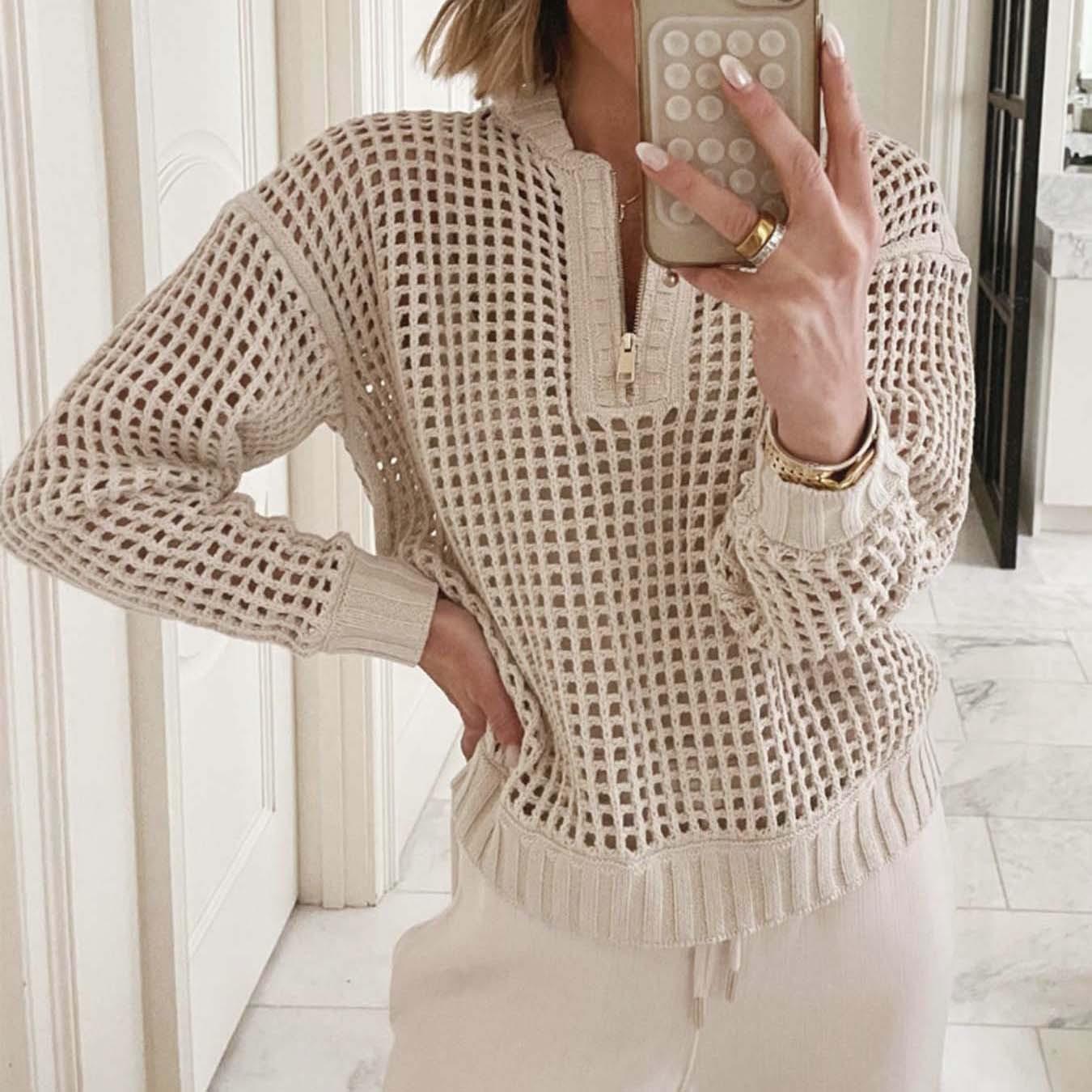 Women s Beige Lace-Up Knit Sweater with Zip Neck, Casual Hollow Out Pullover Top XL абрикосовий
Women s Beige Lace-Up Knit Sweater with Zip Neck, Casual Hollow Out Pullover Top XL абрикосовий