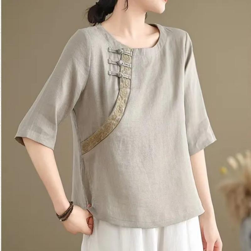 Spring Summer New Short-sleeved Breathable T-shirt Round Neck Retro Commuting Letter Splicing Ethnic Tang Suit XL сірий
Spring Summer New Short-sleeved Breathable T-shirt Round Neck Retro Commuting Letter Splicing Ethnic Tang Suit XL сірий