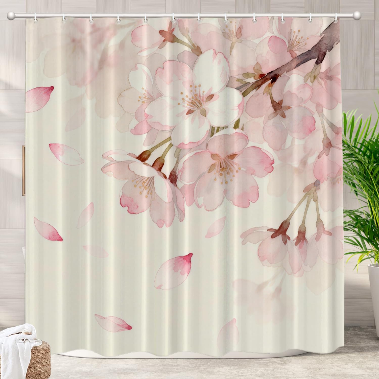 Watercolor Sakura Blossom Waterproof Polyester Shower Curtain 180X180Cm - Spring Floral Print Bathroom Decor With Hooks W60H190(CM)-1 Pcs
Watercolor Sakura Blossom Waterproof Polyester Shower Curtain 180X180Cm - Spring Floral Print Bathroom Decor With Hooks W60H190(CM)-1 Pcs
