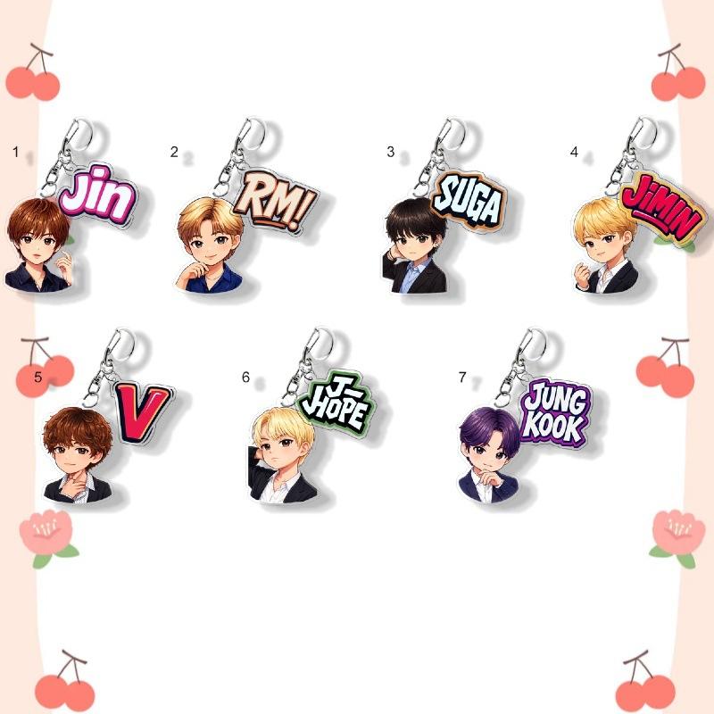 7 шт. Акриловый брелок в аниме-стиле с персонажами BTS, Фигурка Bangtan Boys в костюме + Цветная бирка с именем, Двойной брелок, Подвеска для сумки K-pop фанатов ARMY 7pcs
7 шт. Акриловый брелок в аниме-стиле с персонажами BTS, Фигурка Bangtan Boys в костюме + Цветная бирка с именем, Двойной брелок, Подвеска для сумки K-pop фанатов ARMY 7pcs