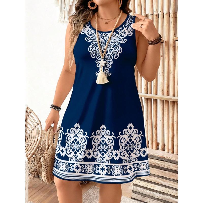 New Summer Casual Comfortable Round-neck Pullover Sleeveless Dress for Women 5XL білий/синій
New Summer Casual Comfortable Round-neck Pullover Sleeveless Dress for Women 5XL білий/синій