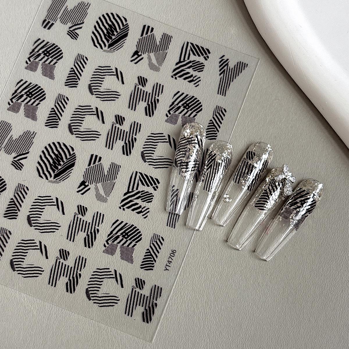 YITU Ant Diagram Nail Stickers: Black Irregular Line Embossed Adhesive Decor YT4706. 
YITU Ant Diagram Nail Stickers: Black Irregular Line Embossed Adhesive Decor YT4706.