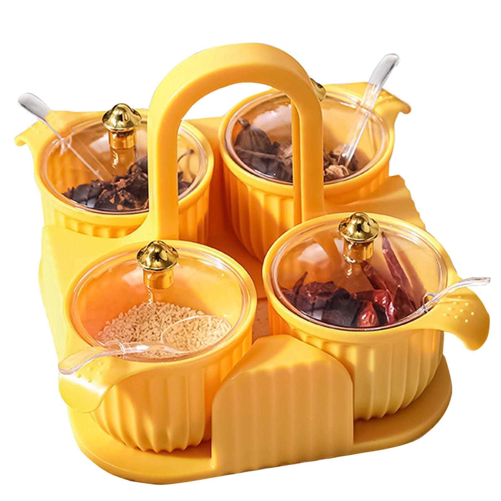 Интегрированный многосекционный контейнер для приправ, Бытовая комбинация, Легкая роскошь, Герметичная банка для приправ, Кухонное хранение, Бутылка для приправ One Size жёлтый