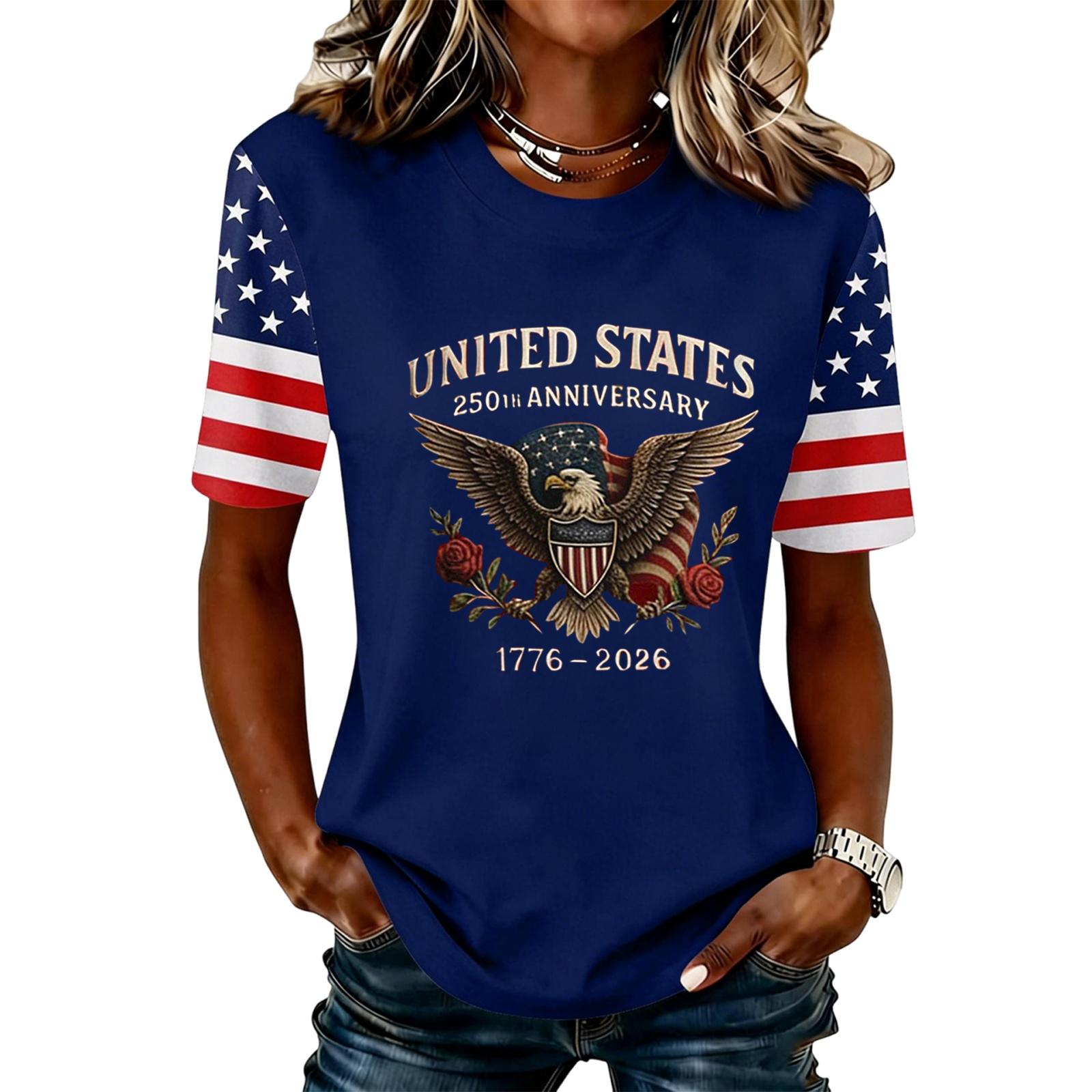 Women s Casual Short Sleeve Graphic T Shirt United States 250th Anniversary Eagle Print Crew Neck Tee Top Lightweight XXXL синій
Women s Casual Short Sleeve Graphic T Shirt United States 250th Anniversary Eagle Print Crew Neck Tee Top Lightweight XXXL синій