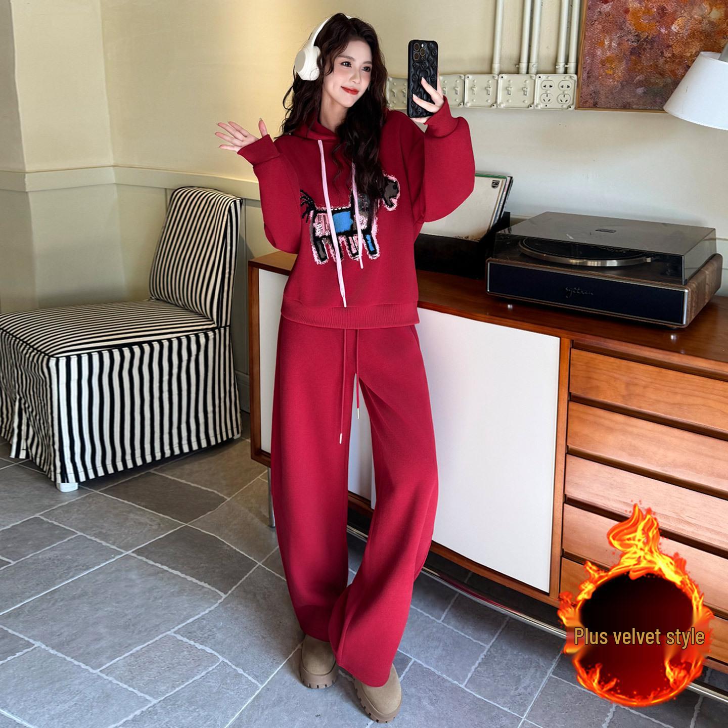 2026 Women s Korean Style Casual Sports Set: Velvet Hoodie & Wide-Leg Pants Two-Piece for Autumn/Winter XL
2026 Women s Korean Style Casual Sports Set: Velvet Hoodie & Wide-Leg Pants Two-Piece for Autumn/Winter XL