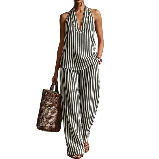 Women s Summer Striped Two Piece Set Sleeveless Halter Neck Top And Long Pants Matching Sets Casual Travel Vacation Outfits XXL чорний
Women s Summer Striped Two Piece Set Sleeveless Halter Neck Top And Long Pants Matching Sets Casual Travel Vacation Outfits XXL чорний