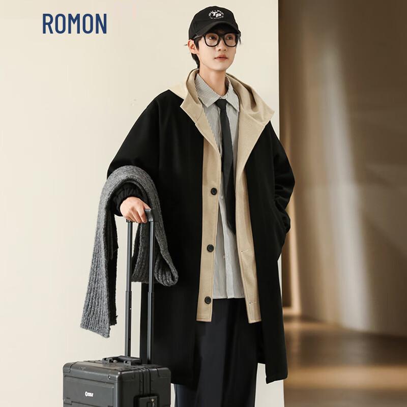 ROMON Men s Hooded Faux Two-Piece Thickened Mid-Length Trench Coat M
ROMON Men s Hooded Faux Two-Piece Thickened Mid-Length Trench Coat M