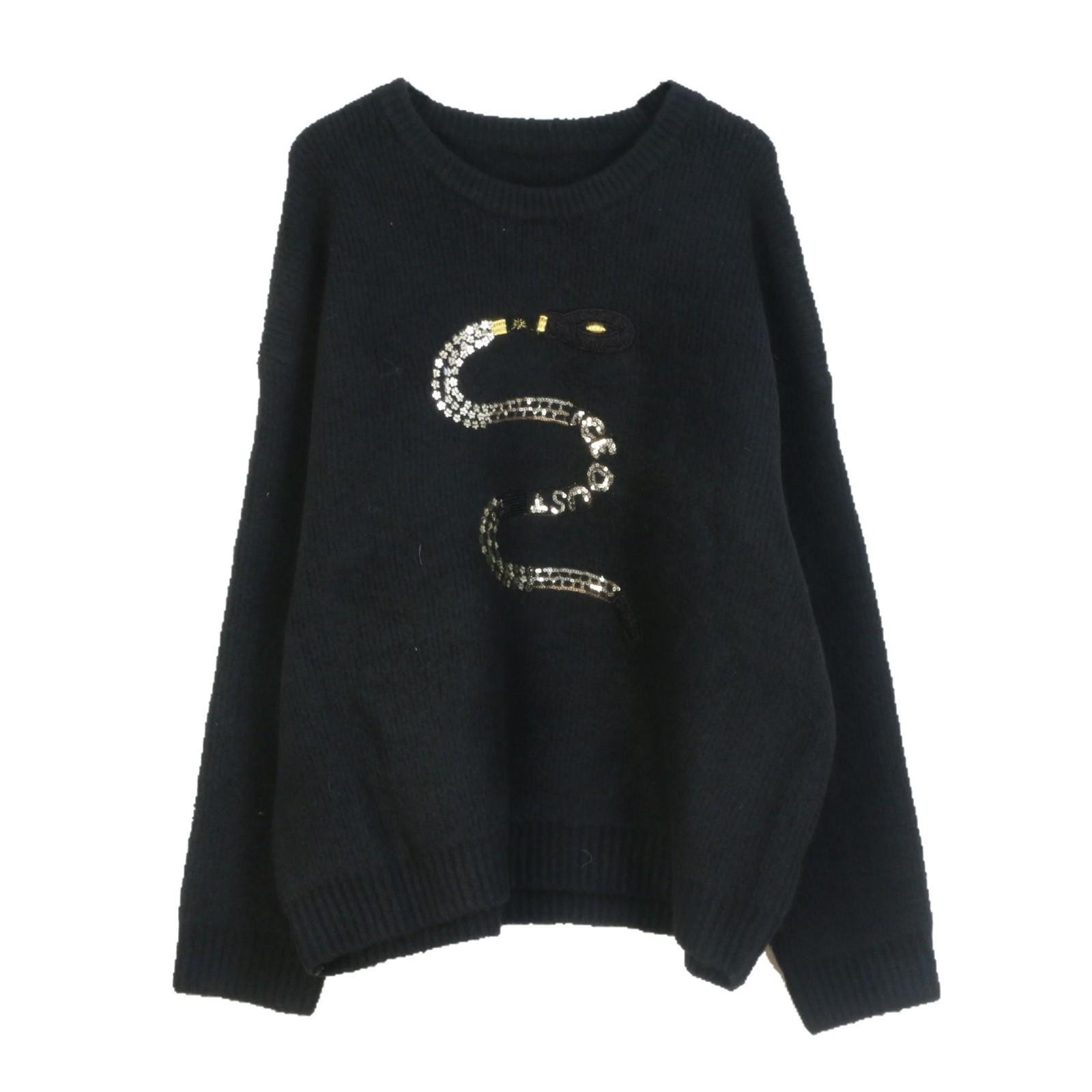 Вязаный свитер с пайетками и вышивкой змеи в корейском стиле - Новый дизайн Весна 2025 M
Вязаный свитер с пайетками и вышивкой змеи в корейском стиле - Новый дизайн Весна 2025 M