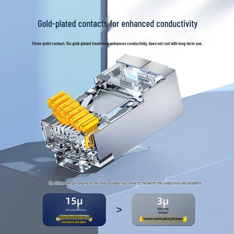 Shanze Cat6 Shielded Gold-Plated RJ45 Network Connectors, 100-Pack
Shanze Cat6 Shielded Gold-Plated RJ45 Network Connectors, 100-Pack