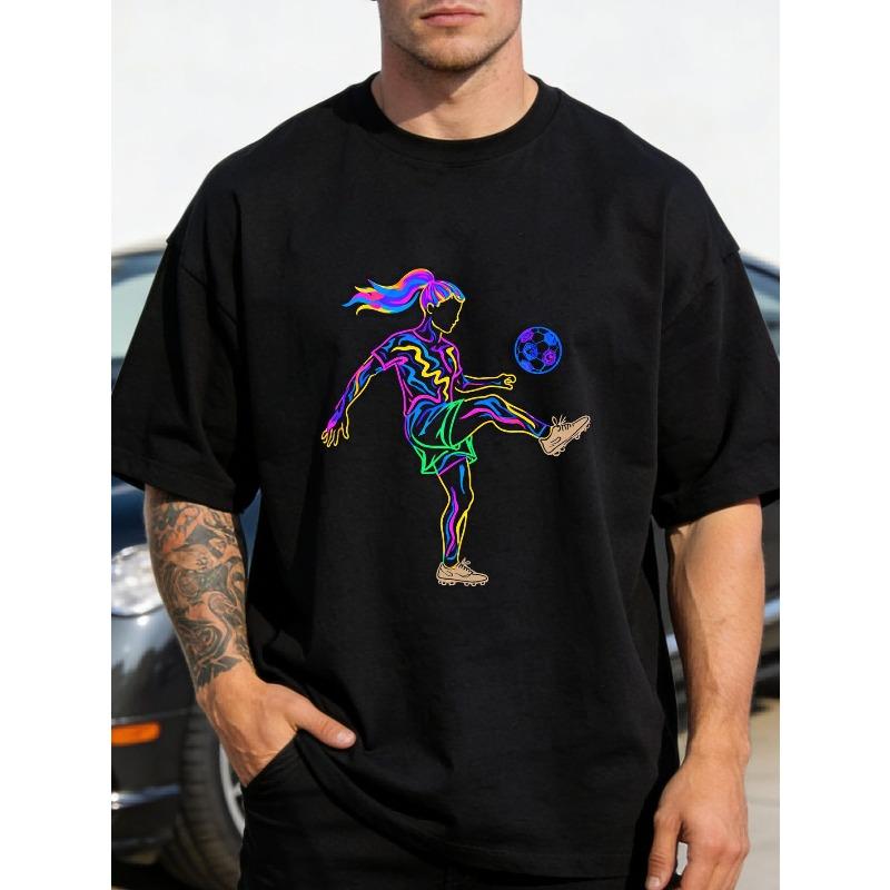 European Size Men S Crew Neck T-Shirt Neon Soccer Player Graphic, Colorful Female Soccer Player Kicking Ball,Blurred Indoor Light Window Background 4XL
European Size Men S Crew Neck T-Shirt Neon Soccer Player Graphic, Colorful Female Soccer Player Kicking Ball,Blurred Indoor Light Window Background 4XL