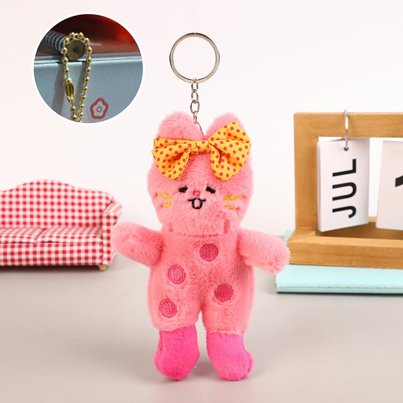 Милая плюшевая игрушка в виде кота в горошек, плюшевая кукла-котенок, брелок, держатель для ключей, милый рюкзак, подвеска для девочки, детские подарки as the picture