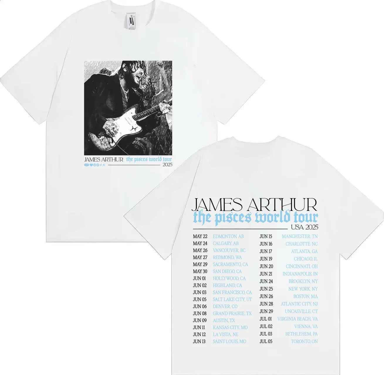 Hip Pop Rock Tops James Arthur Pisces World Tour Tshirt Gothic Leisure Print Cotton Shortsleeved Tshirt Street Unisex S
Hip Pop Rock Tops James Arthur Pisces World Tour Tshirt Gothic Leisure Print Cotton Shortsleeved Tshirt Street Unisex S