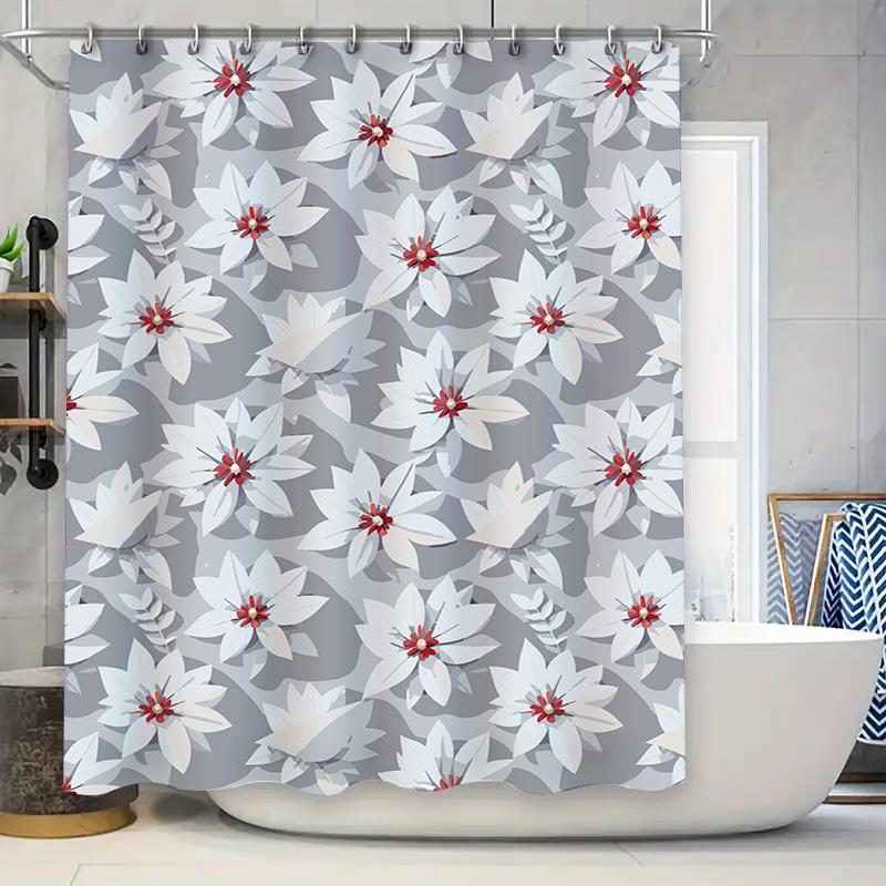 White Red Floral Shower Curtain Modern Home Decor Bathroom Waterproof Fabric Printing 3D Bath Mat Gray White Color Decoration Wa W60H190(CM)-1 Pcs
White Red Floral Shower Curtain Modern Home Decor Bathroom Waterproof Fabric Printing 3D Bath Mat Gray White Color Decoration Wa W60H190(CM)-1 Pcs