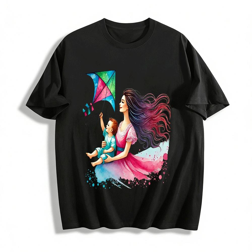 Watercolor Mother And Child Kite Flying Graphic Casual Top Pure cotton T-shirt XXS
Watercolor Mother And Child Kite Flying Graphic Casual Top Pure cotton T-shirt XXS