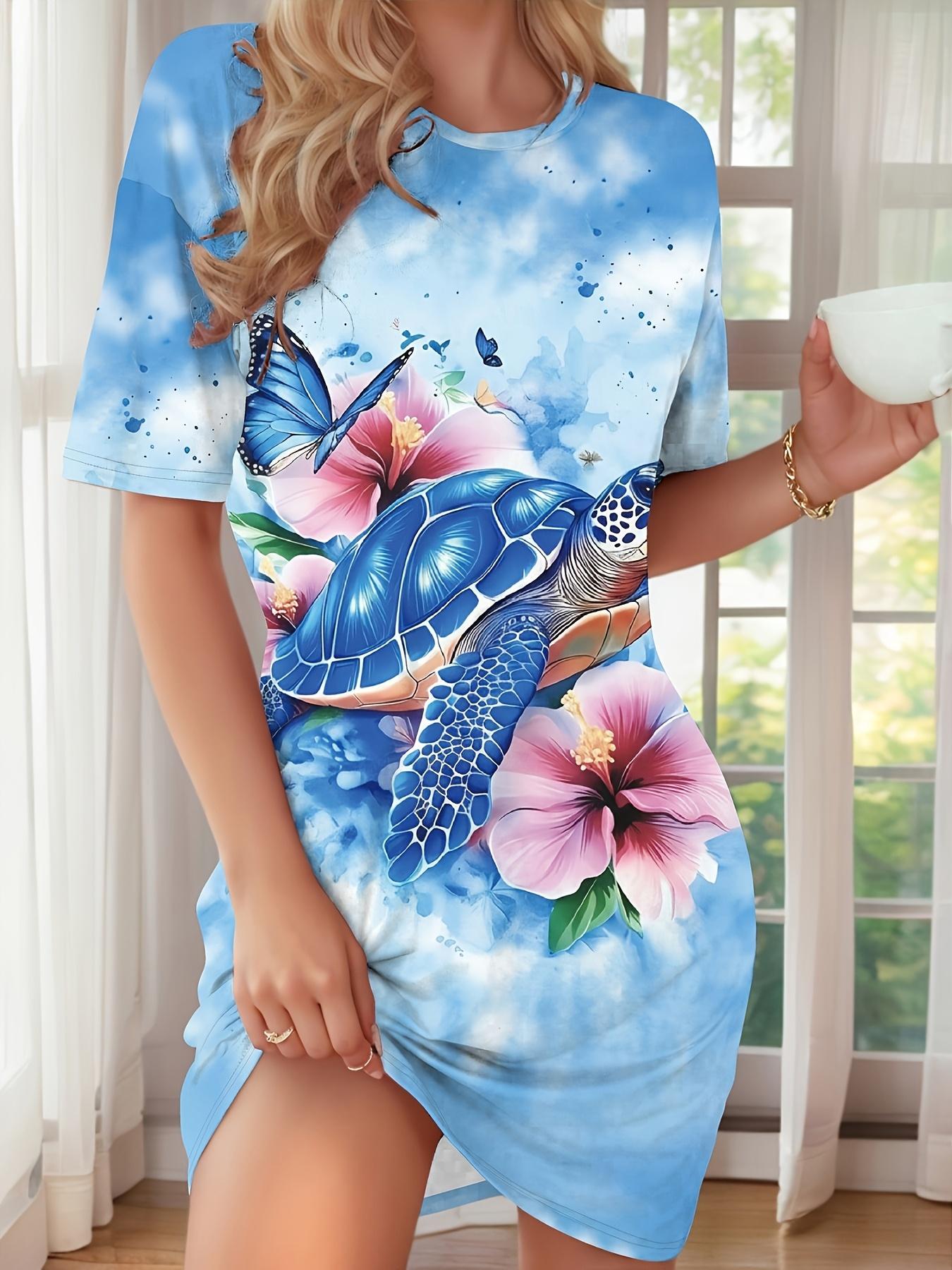European and American Women s Casual Turtle. Flower. and Butterfly Print Short Sleeve Nightgown. All-Season Wearable Home Pajamas 4XL дубильная кора
European and American Women s Casual Turtle. Flower. and Butterfly Print Short Sleeve Nightgown. All-Season Wearable Home Pajamas 4XL дубильная кора
