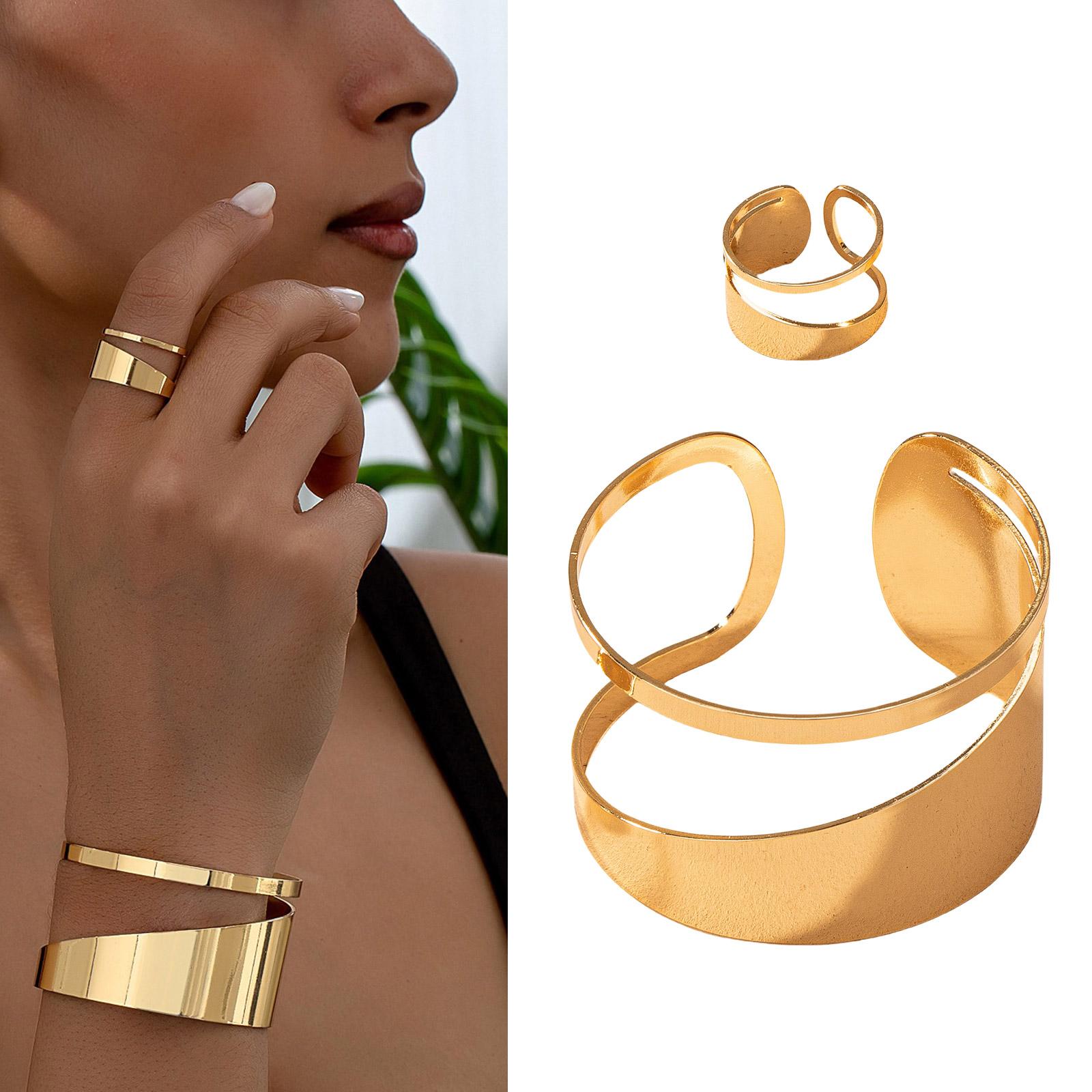 Women s Gold Ring and Bangle Bracelet Set Unique Gold Bangle Bracelets and Rings Set Hollow Circular Jewelry Set
Women s Gold Ring and Bangle Bracelet Set Unique Gold Bangle Bracelets and Rings Set Hollow Circular Jewelry Set