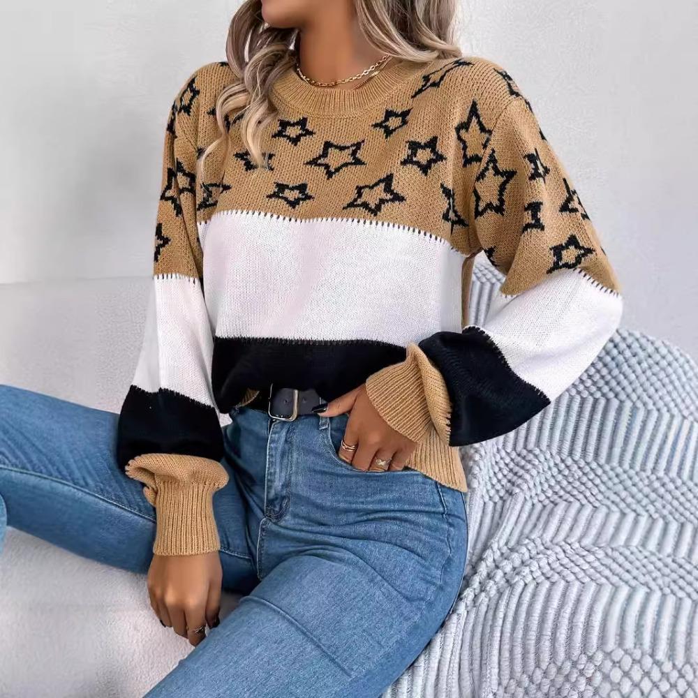 Осенне-зимний повседневный свитер-пуловер с цветными блоками и рукавами-фонариками в полоску со звездами XL коричневый
Осенне-зимний повседневный свитер-пуловер с цветными блоками и рукавами-фонариками в полоску со звездами XL коричневый