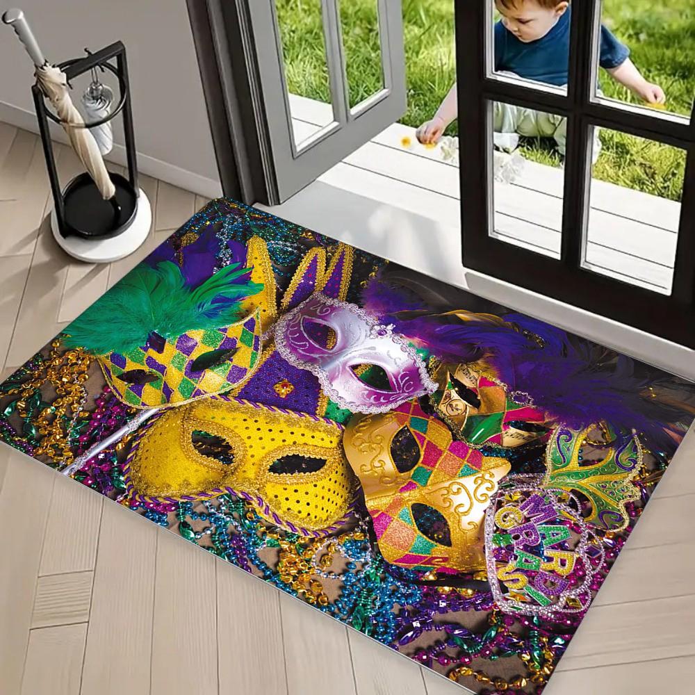Festival Party Rug Vibrant Mardi Gras Themed Doormat with Feather Mask Pattern Colorful Decor for Indoor Outdoor Celebration 40x60CM
Festival Party Rug Vibrant Mardi Gras Themed Doormat with Feather Mask Pattern Colorful Decor for Indoor Outdoor Celebration 40x60CM