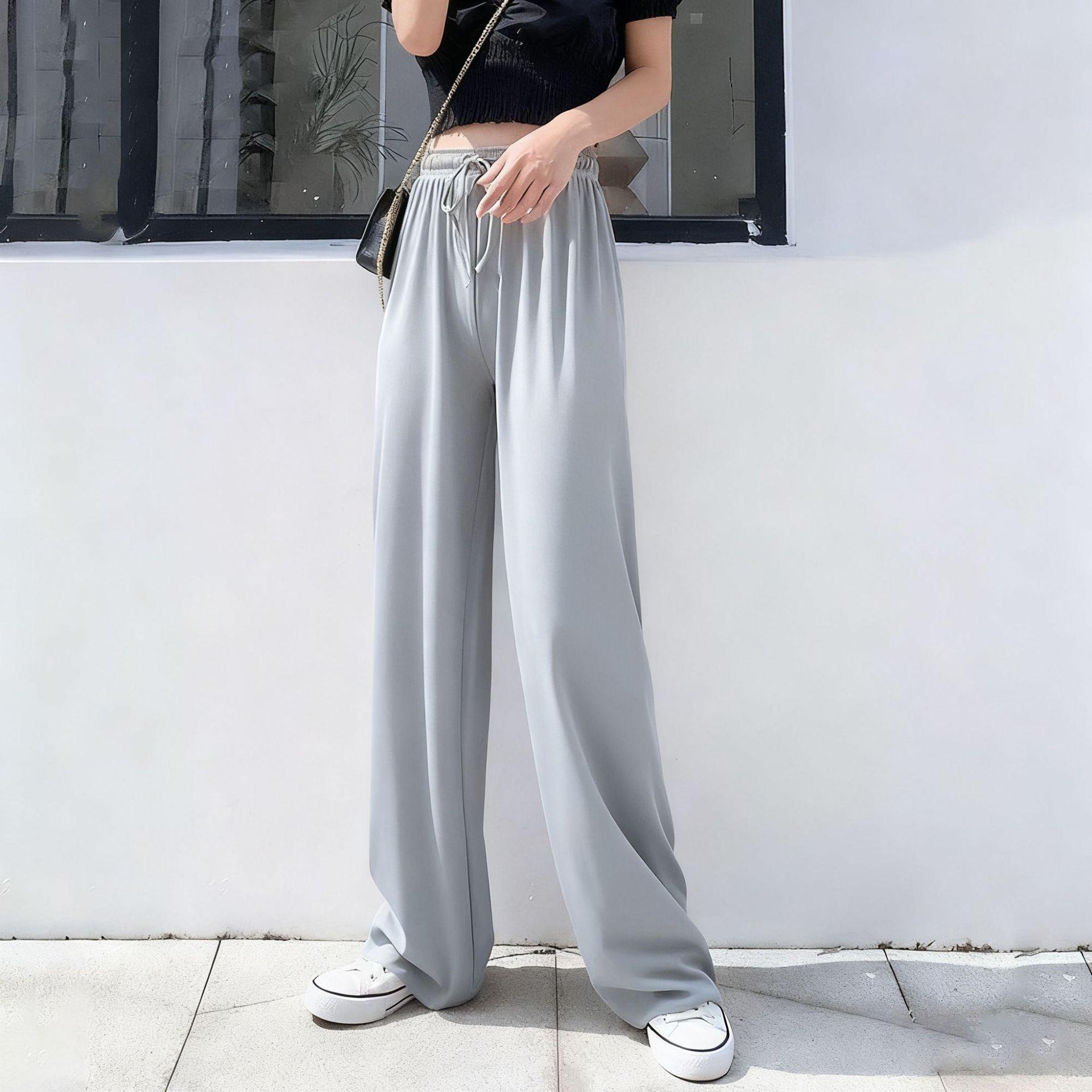 Женские брюки Ice Silk с широкими штанинами — с высокой талией, облегающие, прямые, повседневные, на весну и лето One Size Pants (for 80-150 jin) светло-серый
Женские брюки Ice Silk с широкими штанинами — с высокой талией, облегающие, прямые, повседневные, на весну и лето One Size Pants (for 80-150 jin) светло-серый