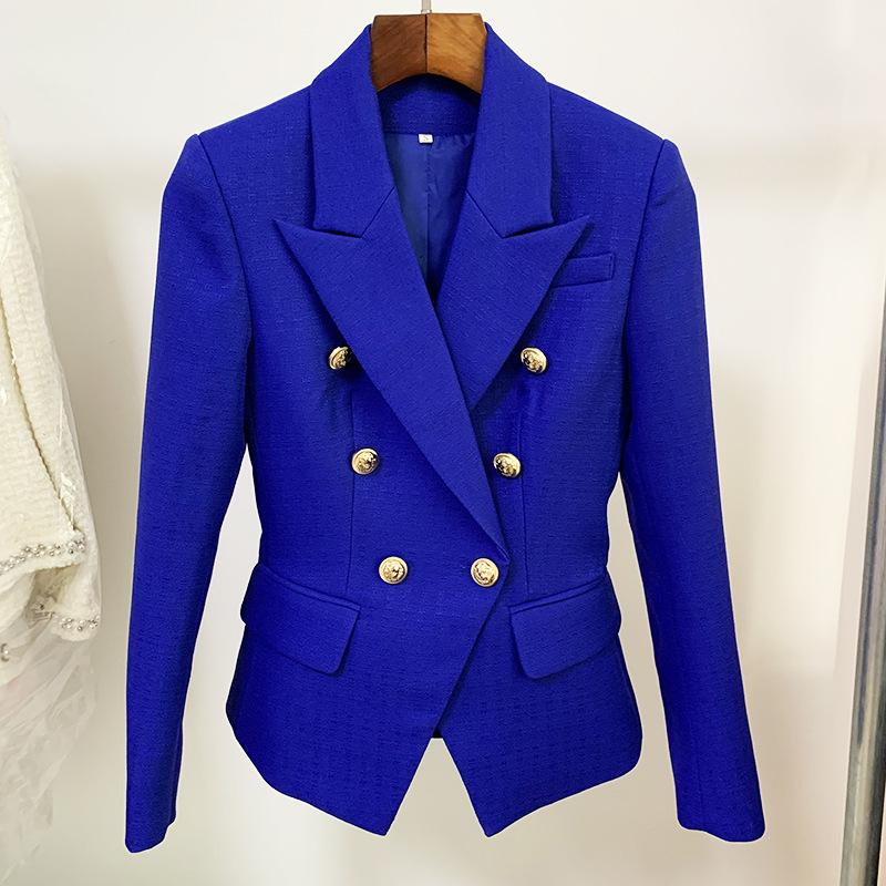 Модна куртка жіноча Класичні двобортні металеві левові ґудзики Blazer S сапфірове скло синього кольору кольору
Модна куртка жіноча Класичні двобортні металеві левові ґудзики Blazer S сапфірове скло синього кольору кольору