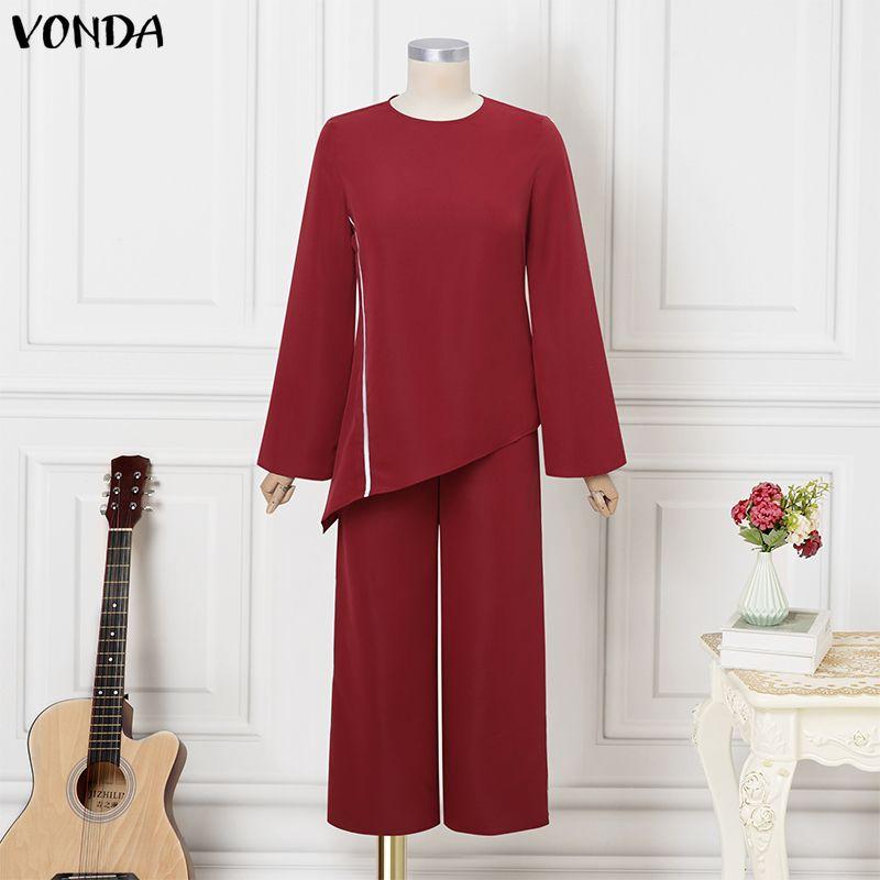 VONDA Элегантные комплекты из двух предметов для женщин: блузка с коротким рукавом и неровным подолом и брюки, повседневные наряды M вино красного
VONDA Элегантные комплекты из двух предметов для женщин: блузка с коротким рукавом и неровным подолом и брюки, повседневные наряды M вино красного