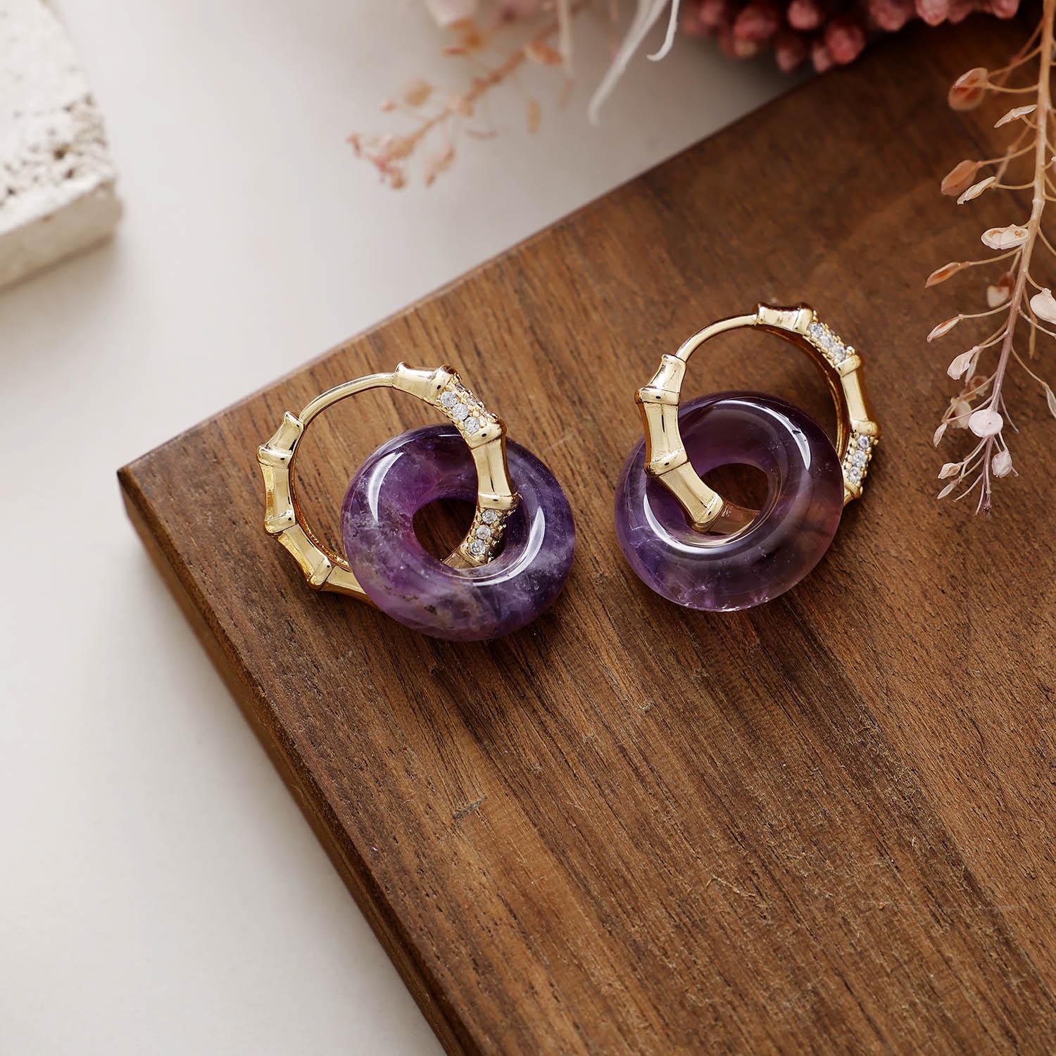 Premium Natural Stone Crystal Donut Earrings Earrings Fashion Commuter Earrings Stainless Steel Earrings Jewelry аметист
Premium Natural Stone Crystal Donut Earrings Earrings Fashion Commuter Earrings Stainless Steel Earrings Jewelry аметист