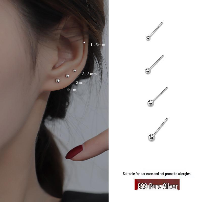 S999 Pure Silver Round Stud Earrings for Women - High-End Cartilage and Ear Piercing Needles to Prevent Clogging Pure Silver
S999 Pure Silver Round Stud Earrings for Women - High-End Cartilage and Ear Piercing Needles to Prevent Clogging Pure Silver