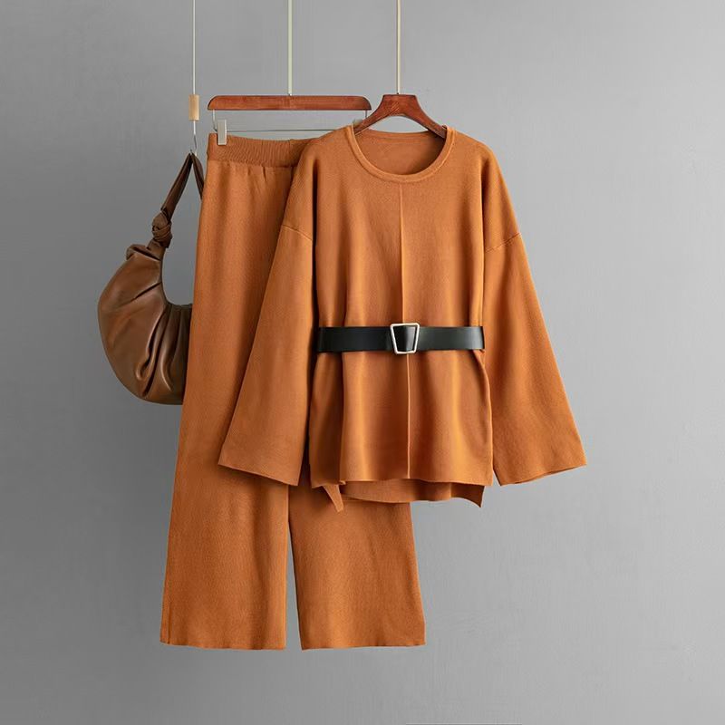 European and American Fashion New Style Knitting Belt Tops High Waist Loose Pants Suit Sweater and Pants Set Orange Red All yards
European and American Fashion New Style Knitting Belt Tops High Waist Loose Pants Suit Sweater and Pants Set Orange Red All yards