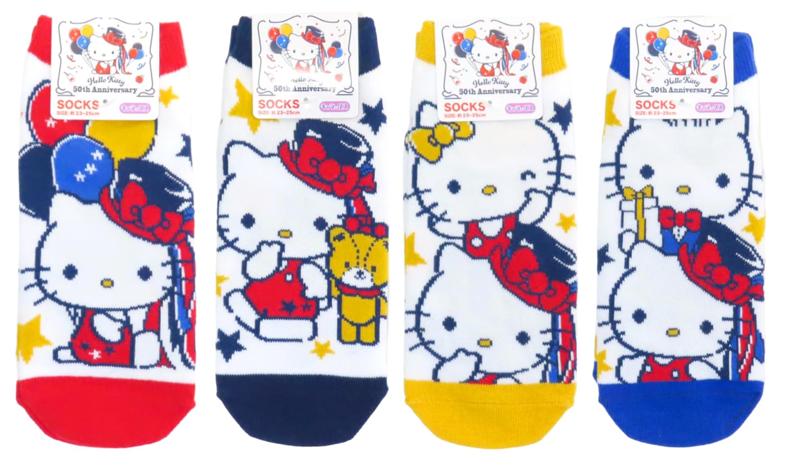 Hello Kitty Women s Socks 4 Pattern Set (50th Anniversary Red Kitty and Tiny, Navy Kitty and Mimmy, Yellow Kitty and Daniel Blue) Small Planet
Hello Kitty Women s Socks 4 Pattern Set (50th Anniversary Red Kitty and Tiny, Navy Kitty and Mimmy, Yellow Kitty and Daniel Blue) Small Planet