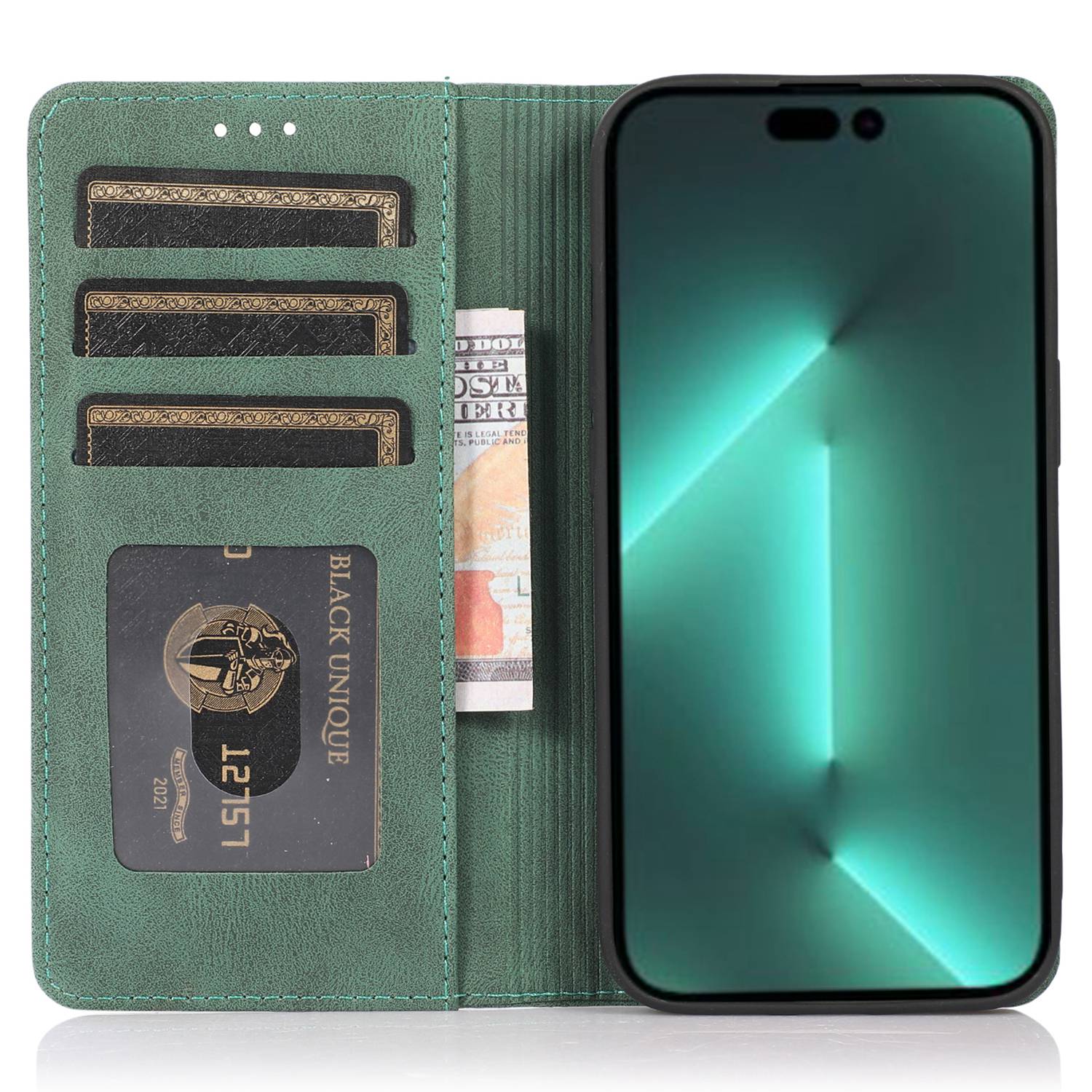 For iPhone 15 Pro PU Leather Shockproof Phone Case Magnetic Flip Stand Wallet Cover Green
For iPhone 15 Pro PU Leather Shockproof Phone Case Magnetic Flip Stand Wallet Cover Green