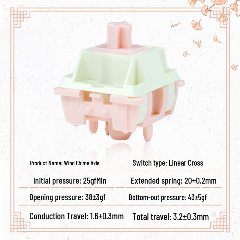 Wind Chime Axis Custom Five-Pin Linear Mechanical Keyboard Switches with Mahjong Sound and Smooth, Thick Lubrication.
Wind Chime Axis Custom Five-Pin Linear Mechanical Keyboard Switches with Mahjong Sound and Smooth, Thick Lubrication.