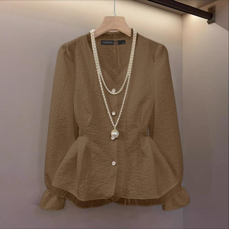 ZANZEA Женская повседневная однотонная блузка с v-образным вырезом и длинными рукавами 5XL коричневый
ZANZEA Женская повседневная однотонная блузка с v-образным вырезом и длинными рукавами 5XL коричневый