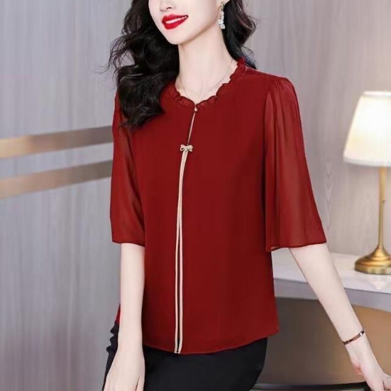 2025 New Fashion Short-sleeved Chiffon Shirt Round Neck Short-sleeved Versatile Top Loose Casual Elegant T-shirt XL червоний
2025 New Fashion Short-sleeved Chiffon Shirt Round Neck Short-sleeved Versatile Top Loose Casual Elegant T-shirt XL червоний