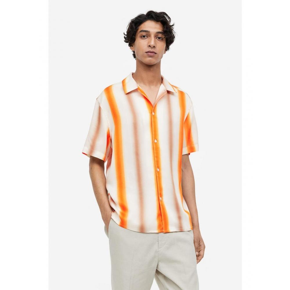 Рубашка HM Regular Fit из лиоцелла с короткими рукавами оранжево-белая полоска 0703672025 
Рубашка HM Regular Fit из лиоцелла с короткими рукавами оранжево-белая полоска 0703672025
