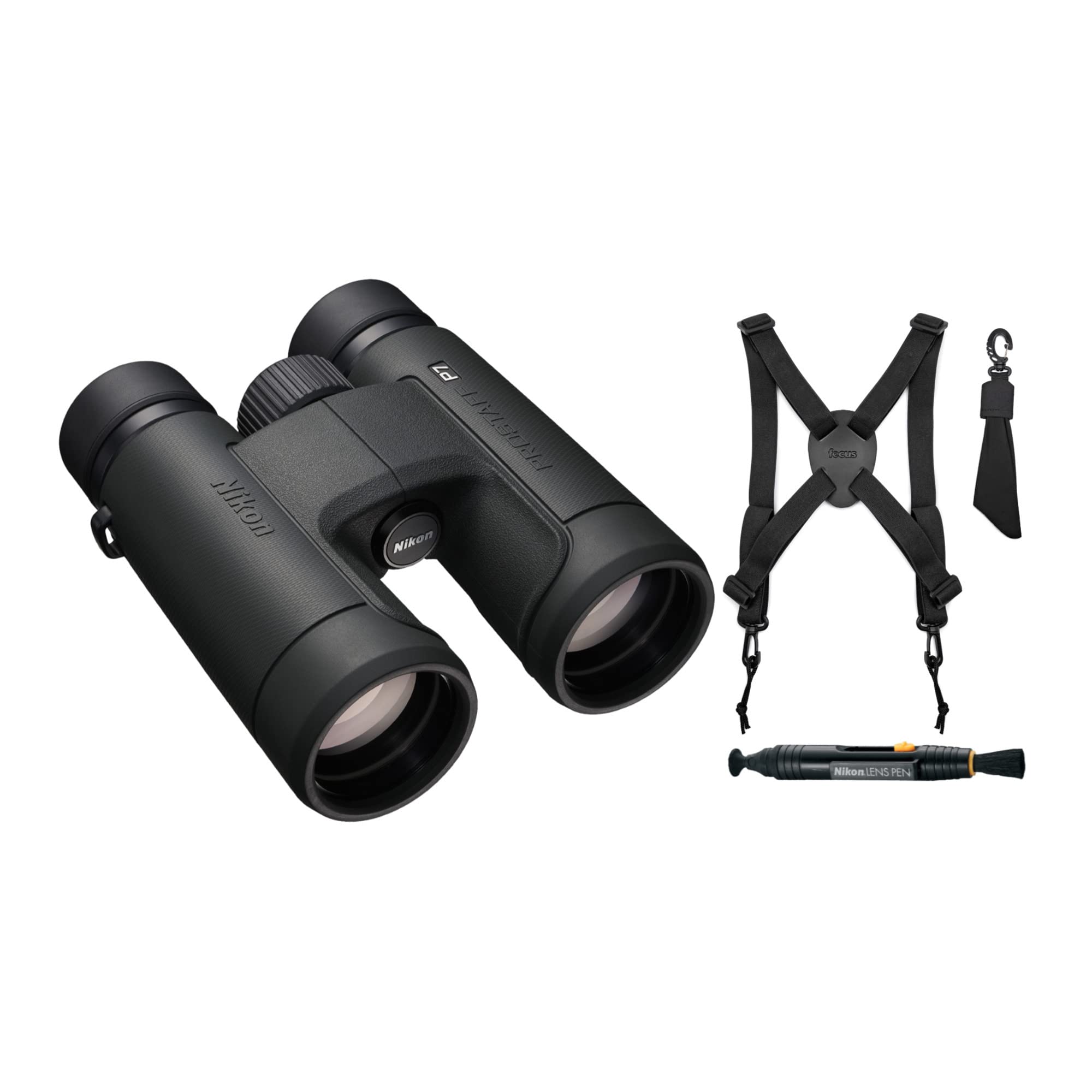 Nikon Prostaff P7 10X42 Binoculars 3-Piece Set with Harness and Lens Pen Cleaning System
Nikon Prostaff P7 10X42 Binoculars 3-Piece Set with Harness and Lens Pen Cleaning System
