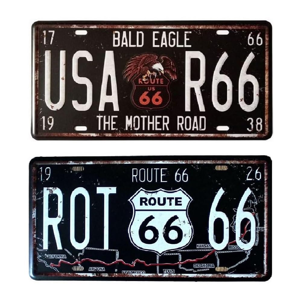 KitMall 2-Piece Set Tin Sign Route66 R66 Number Plate Style American Goods Interior
KitMall 2-Piece Set Tin Sign Route66 R66 Number Plate Style American Goods Interior