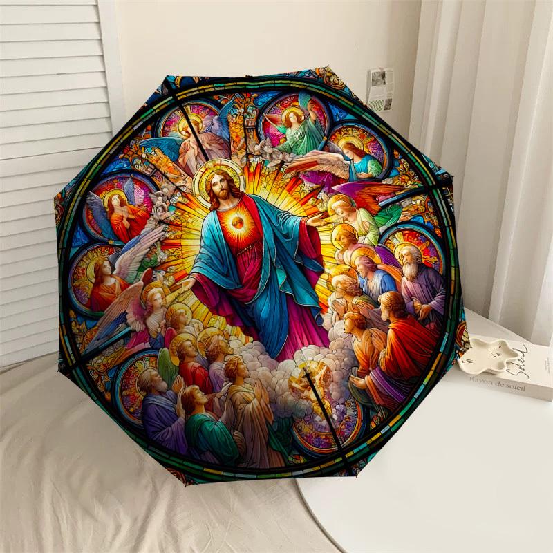 1PC Stained Glass ChurchAutomatic Open/Close Umbrella with Windproof, 8-Rib Sturdy Canopy, Durable Ribs, Fashionable Design1220A
1PC Stained Glass ChurchAutomatic Open/Close Umbrella with Windproof, 8-Rib Sturdy Canopy, Durable Ribs, Fashionable Design1220A