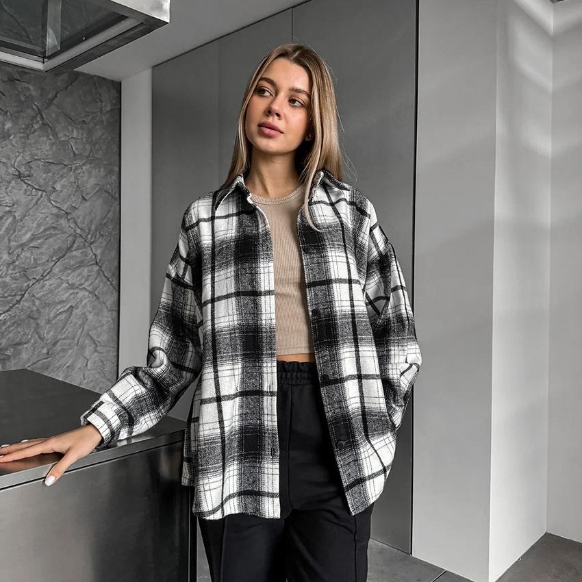 Vintage Loose Plaid Women s Shirt Fashion Lapel Long Sleeve Office Lady Shirts And Blouses Tops Female Clothing S чёрный
Vintage Loose Plaid Women s Shirt Fashion Lapel Long Sleeve Office Lady Shirts And Blouses Tops Female Clothing S чёрный