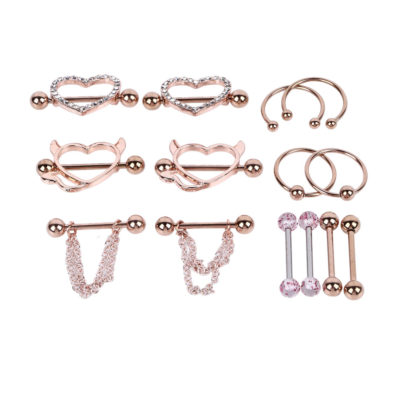 7 Pairs Stainless Steel Nipple Ring Heart Shaped Rose Gold Cool Safe Tongue Ring for Women Girls
7 Pairs Stainless Steel Nipple Ring Heart Shaped Rose Gold Cool Safe Tongue Ring for Women Girls