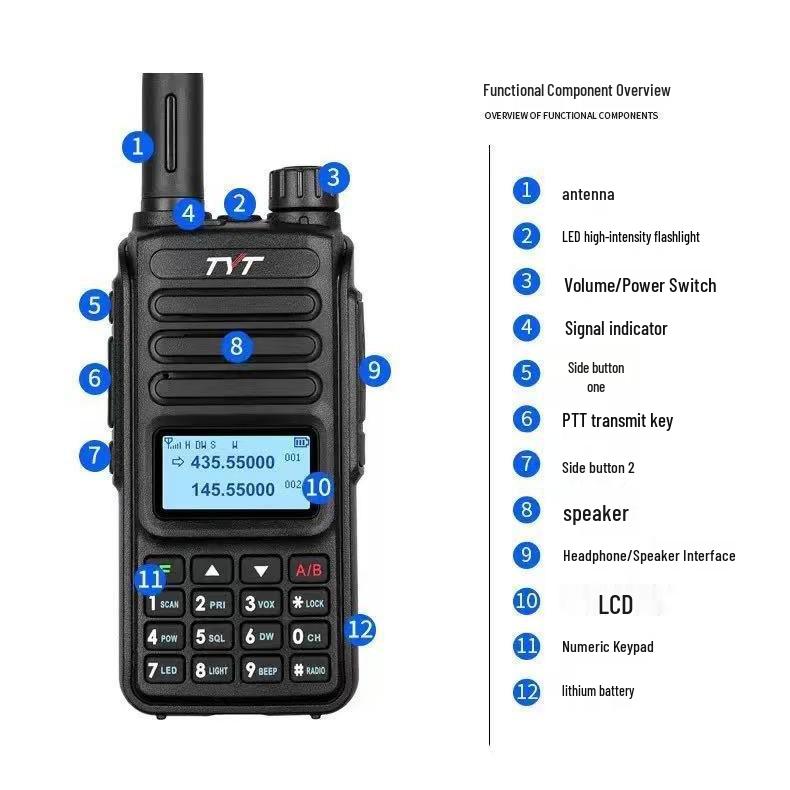 TYT TH-UV98 Dual-Band 10W High-Power Outdoor Long-Distance Handheld Walkie-Talkie 2600mAh Battery
TYT TH-UV98 Dual-Band 10W High-Power Outdoor Long-Distance Handheld Walkie-Talkie 2600mAh Battery