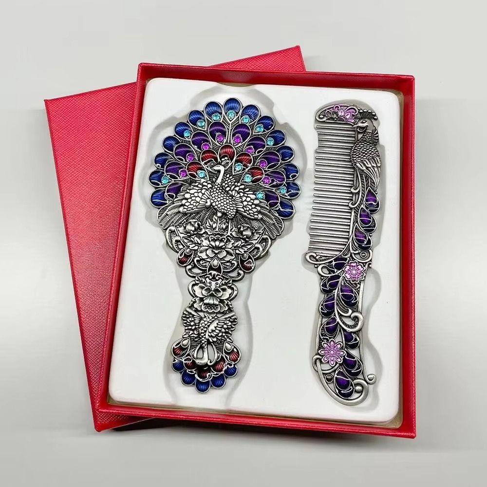Hand-held Princess Make Up Mirror Portable Cosmetic Mirror Peacock Makeup Mirror Comb Set Women Style1 Blue
Hand-held Princess Make Up Mirror Portable Cosmetic Mirror Peacock Makeup Mirror Comb Set Women Style1 Blue