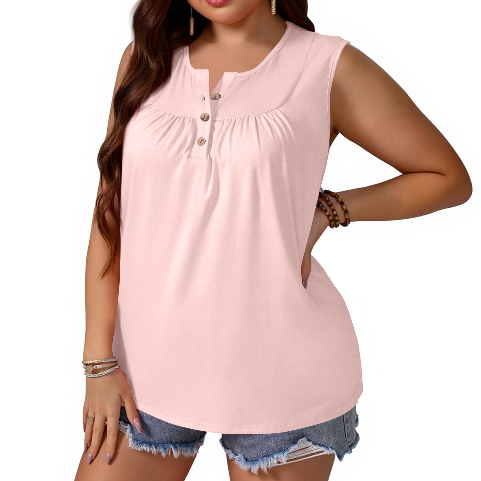 Women Plus Size Sleeveless Round Neck Button Front Loose Fit Casual Tank Top Blouse for Summer Daily Wear XL
Women Plus Size Sleeveless Round Neck Button Front Loose Fit Casual Tank Top Blouse for Summer Daily Wear XL