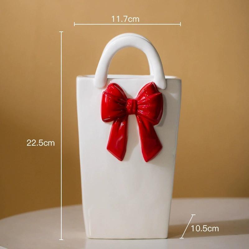 French Style Ceramic Vase with Bow Decoration & Handle, Elegant Hydroponic & Dried Flower Vase for Home Decor B
French Style Ceramic Vase with Bow Decoration & Handle, Elegant Hydroponic & Dried Flower Vase for Home Decor B