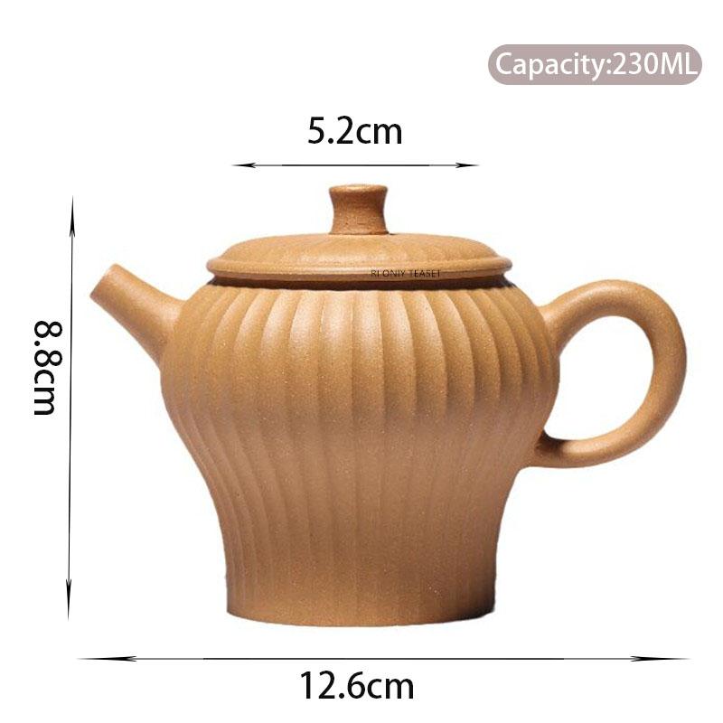 230ml Chinese Yixing Purple Clay Teapots Famous Handmade Stripe Shape Tea Pot Raw Ore Gold Section Mud Kettle Zisha Tea Set
230ml Chinese Yixing Purple Clay Teapots Famous Handmade Stripe Shape Tea Pot Raw Ore Gold Section Mud Kettle Zisha Tea Set