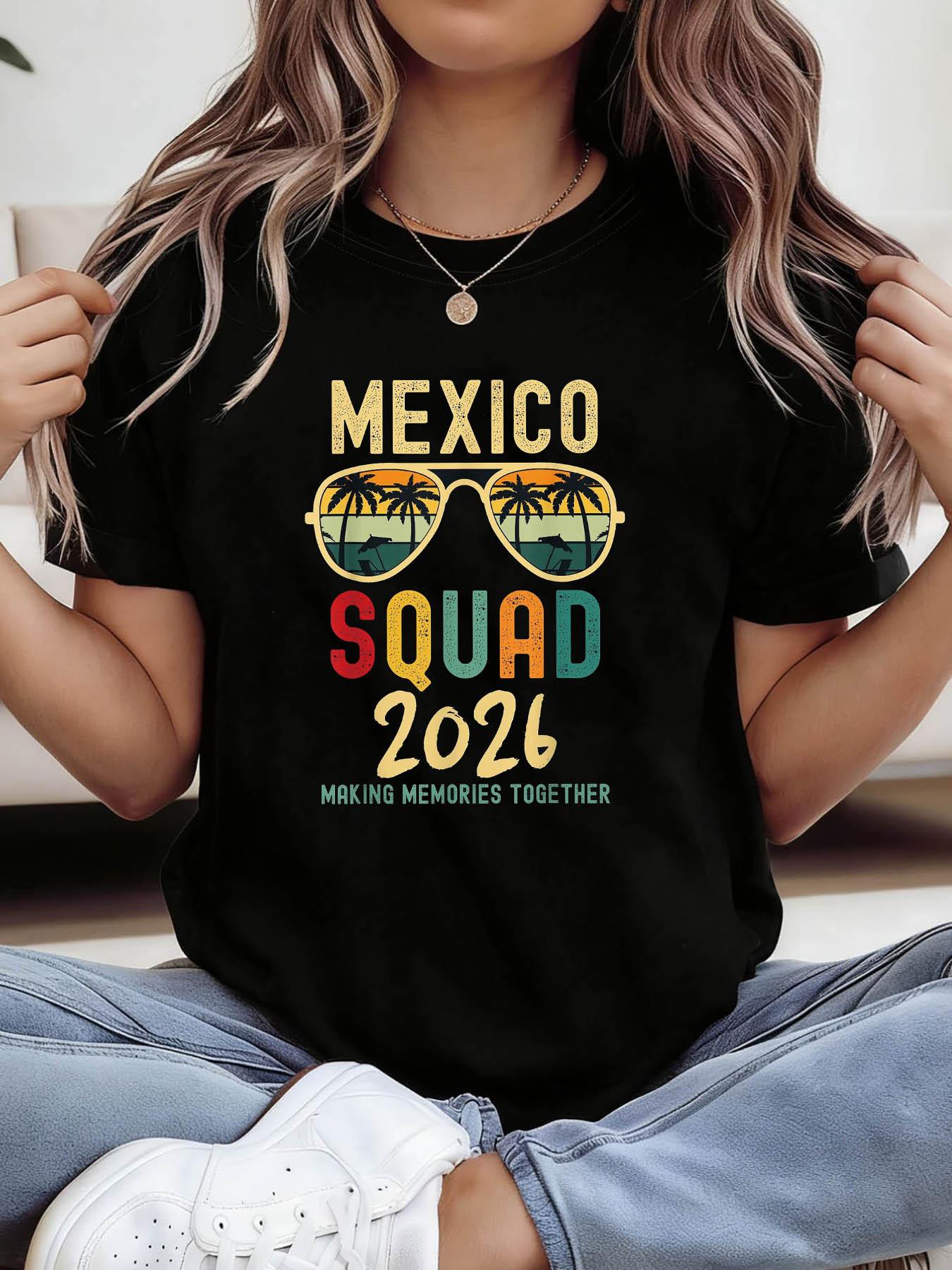 MEXICO SQUAD 2026 MAKING MEMORIES TOGETHER Letter Print T-shirt, Short Sleeve Crew Neck Casual Top for Summer & Spring, Women s Clothing S разноцветный
MEXICO SQUAD 2026 MAKING MEMORIES TOGETHER Letter Print T-shirt, Short Sleeve Crew Neck Casual Top for Summer & Spring, Women s Clothing S разноцветный