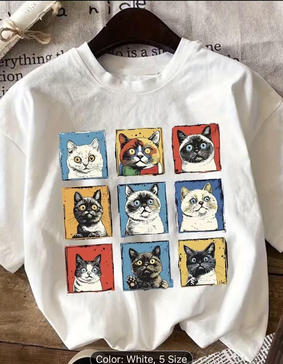 Striped Cat Face T-Shirt - Round Neck, Short Sleeve, Casual Top in 9 Colors 3XL білий
Striped Cat Face T-Shirt - Round Neck, Short Sleeve, Casual Top in 9 Colors 3XL білий