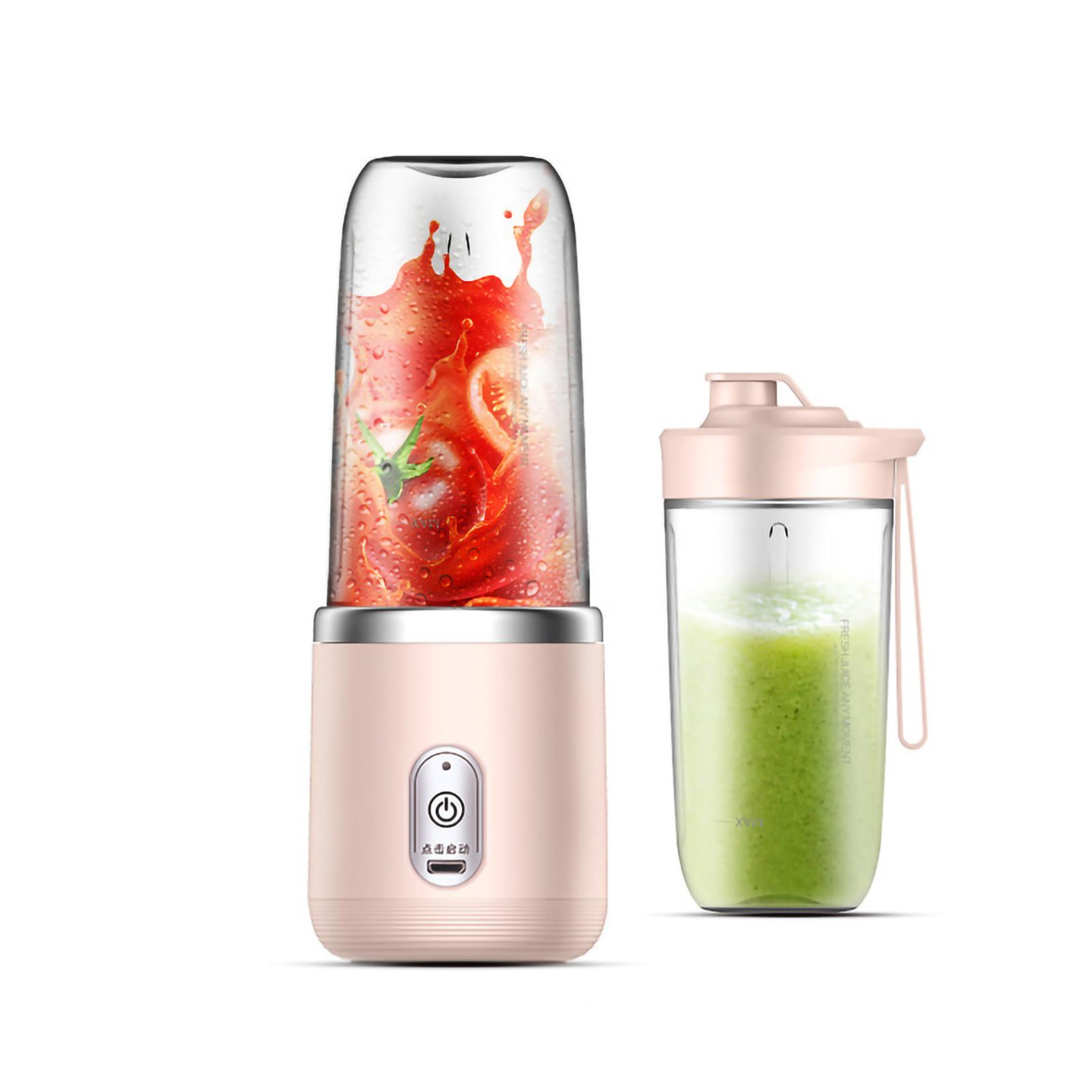 Соковыжималка портативная маленькая электрическая соковыжималка с лезвием из нержавеющей стали, автоматическая соковыжималка для молочных коктейлей, блендер, кухонные принадлежности, синяя/розовая розовый