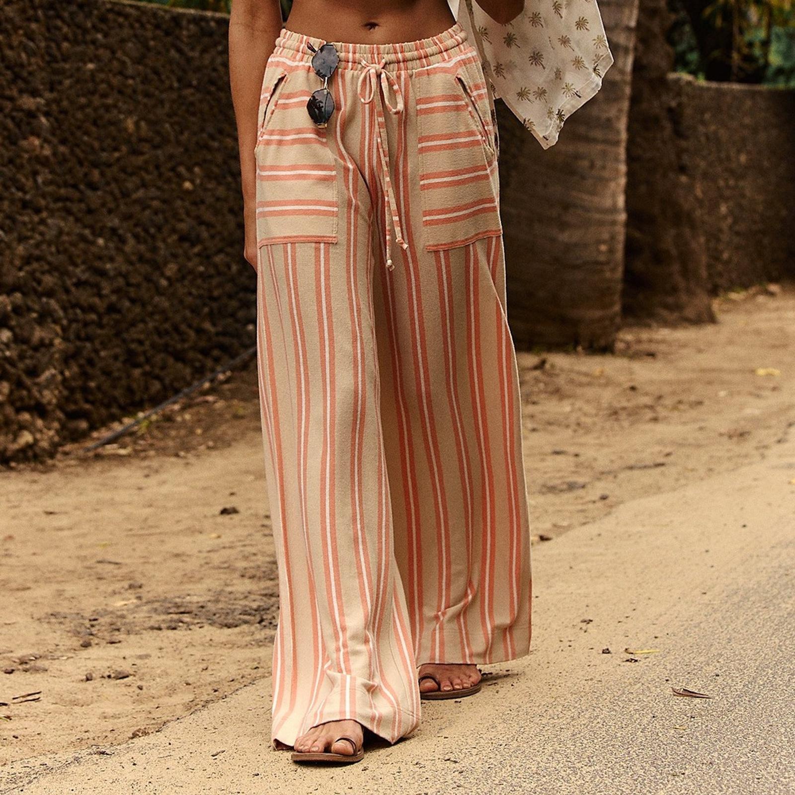 Women High Waist Striped Wide Leg Pants Drawstring Loose Fit Trousers with Large Pockets Beach Casual Straight Leg Long Pants XXL коричневый
Women High Waist Striped Wide Leg Pants Drawstring Loose Fit Trousers with Large Pockets Beach Casual Straight Leg Long Pants XXL коричневый