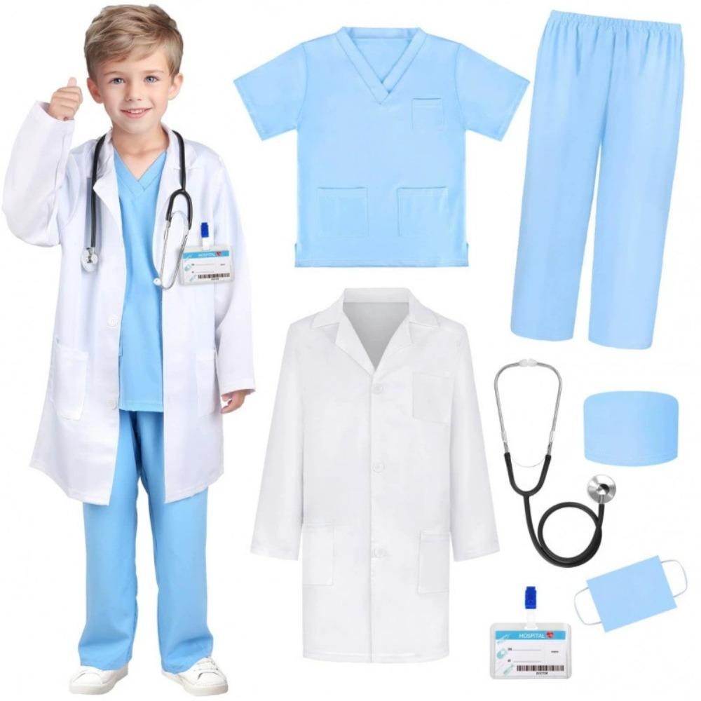 7PCS V Neck Surgical Children Doctor Costume Set Doctor Nurse Cosplay with Stethoscope Scrubs Surgical Suit Role Play Costume 110CM небо синє кольору
7PCS V Neck Surgical Children Doctor Costume Set Doctor Nurse Cosplay with Stethoscope Scrubs Surgical Suit Role Play Costume 110CM небо синє кольору